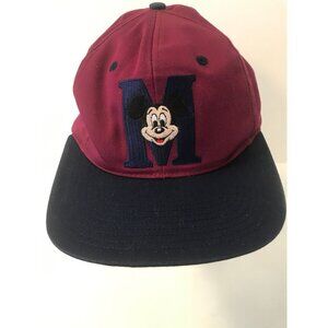 Vintage 1995 Mickey Mouse Maroon and Blue Baseball Cap Hat Adjustable Disney